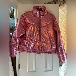 ANWND pink metallic puffer jacket